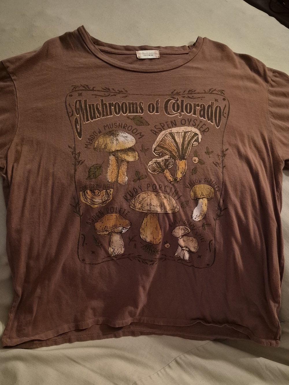 Altar'd State Brown Mushroom Graphic Short Sleeve Tee